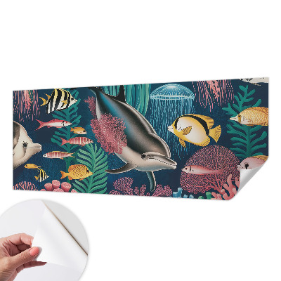 Papel mural con patrón decorativo con diseño de fauna submarina