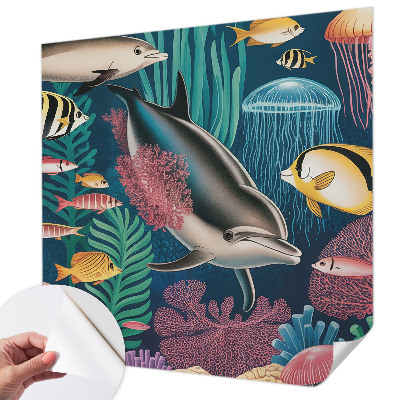 Papel mural con patrón decorativo con diseño de fauna submarina