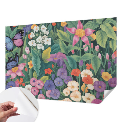 Papel mural con patrón decorativo con un motivo de explosión de flores