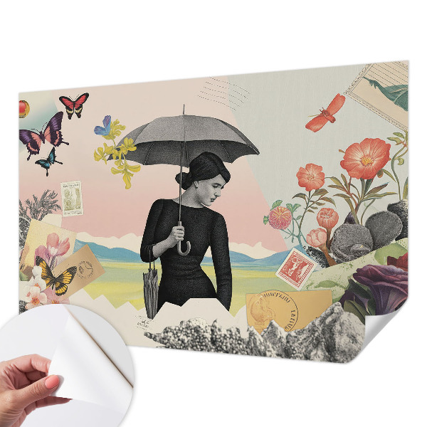 Papel mural texturado decorativo Collage romántico