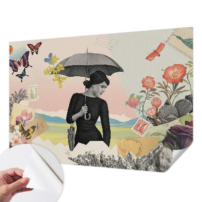 Papel mural texturado decorativo Collage romántico
