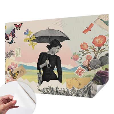 Papel mural texturado decorativo Collage romántico