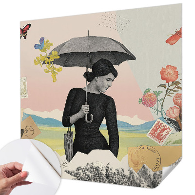 Papel mural texturado decorativo Collage romántico