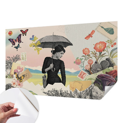 Papel mural texturado decorativo Collage romántico