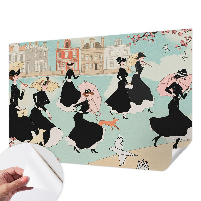Fotomural decorativo para cabecero de cama Mujeres caminando
