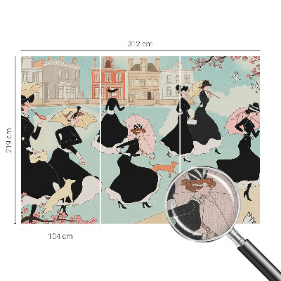 Fotomural decorativo para cabecero de cama Mujeres caminando
