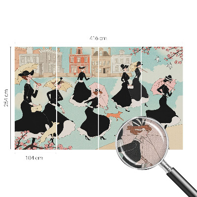 Fotomural decorativo para cabecero de cama Mujeres caminando