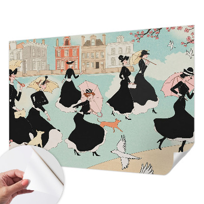 Fotomural decorativo para cabecero de cama Mujeres caminando