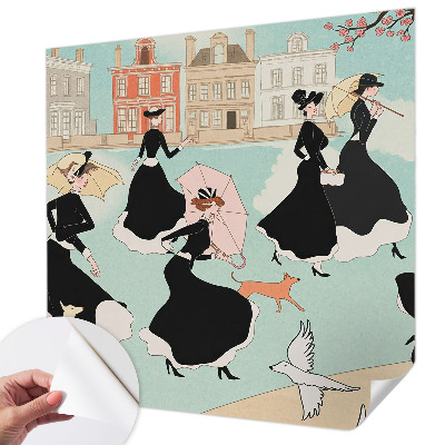 Fotomural decorativo para cabecero de cama Mujeres caminando
