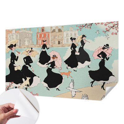 Fotomural decorativo para cabecero de cama Mujeres caminando