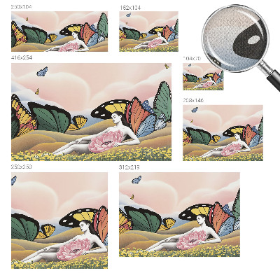 Papel mural con patrón decorativo pradera de mariposas