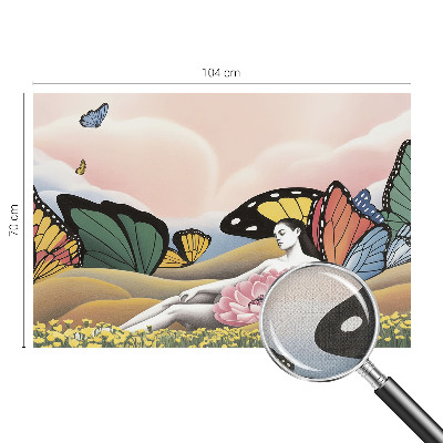 Papel mural con patrón decorativo pradera de mariposas