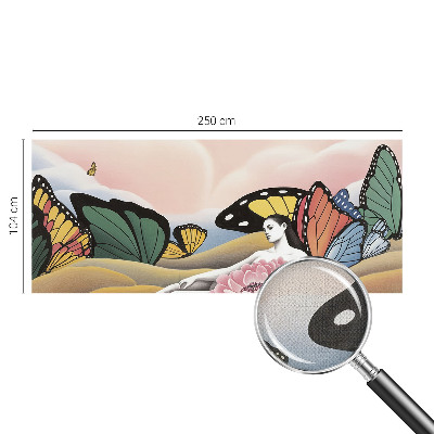 Papel mural con patrón decorativo pradera de mariposas