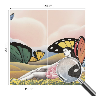 Papel mural con patrón decorativo pradera de mariposas