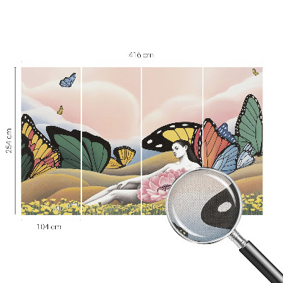 Papel mural con patrón decorativo pradera de mariposas