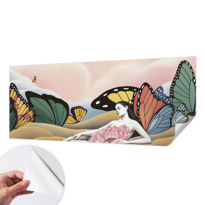 Papel mural con patrón decorativo pradera de mariposas