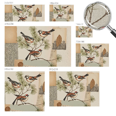 Papel mural texturado decorativo Collage de pájaros
