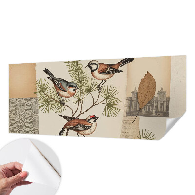 Papel mural texturado decorativo Collage de pájaros