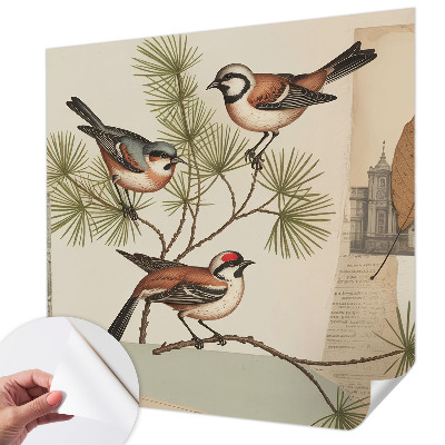 Papel mural texturado decorativo Collage de pájaros