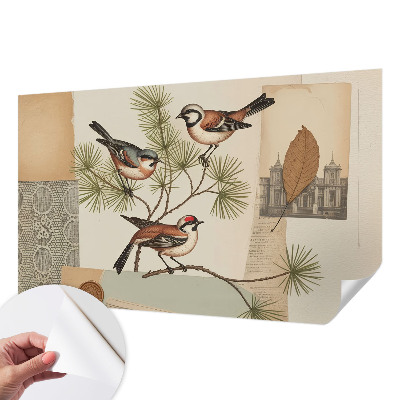 Papel mural texturado decorativo Collage de pájaros