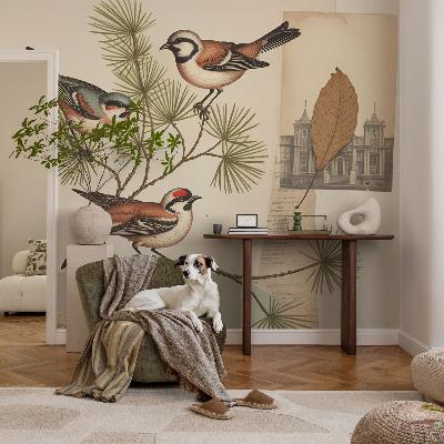 Papel mural texturado decorativo Collage de pájaros