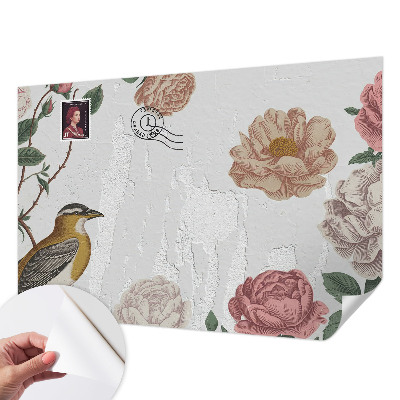 Fotomural decorativo para cabecero de cama con diseño de flores antiguas