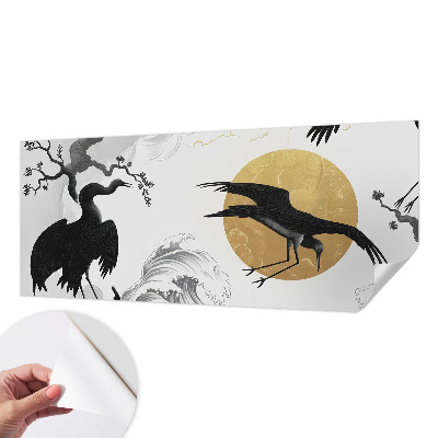 Mural de pared con estampado hermoso con diseño de grullas negras