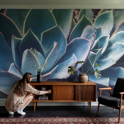 Papel mural con patrón decorativo Aloe verde