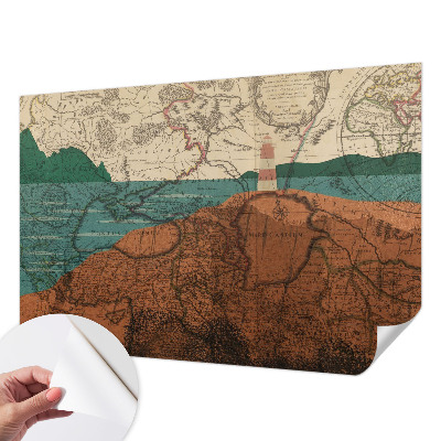 Papel mural texturado decorativo con diseño de mapa histórico