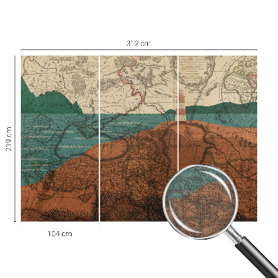 Papel mural texturado decorativo Mapa histórico