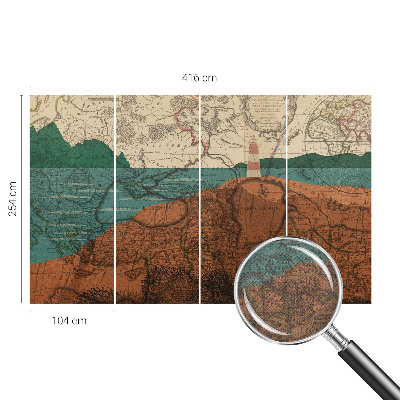 Papel mural texturado decorativo Mapa histórico