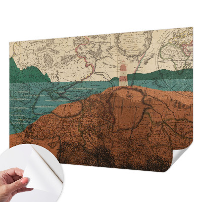 Papel mural texturado decorativo Mapa histórico
