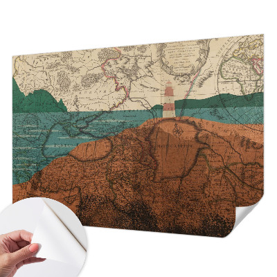 Papel mural texturado decorativo Mapa histórico