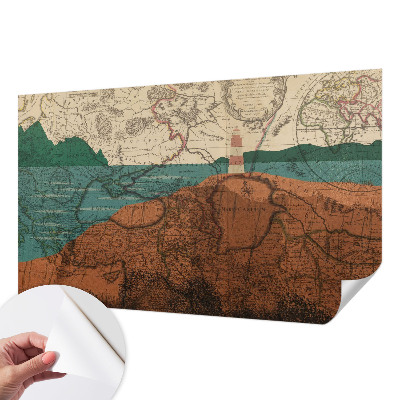 Papel mural texturado decorativo Mapa histórico