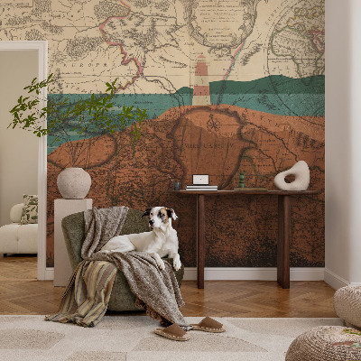 Papel mural texturado decorativo Mapa histórico