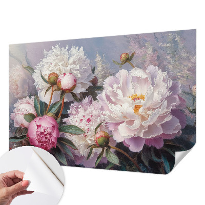 Papel mural texturado decorativo ramo de peonías