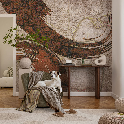 Papel mural con patrón decorativo Mapa artístico