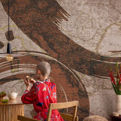 Papel mural con patrón decorativo Mapa artístico