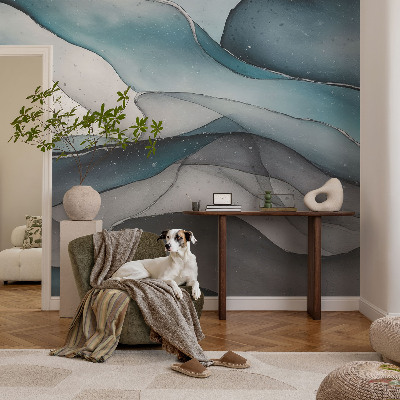 Mural de pared con estampado hermoso olas coloridas