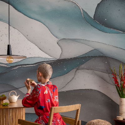 Mural de pared con estampado hermoso olas coloridas