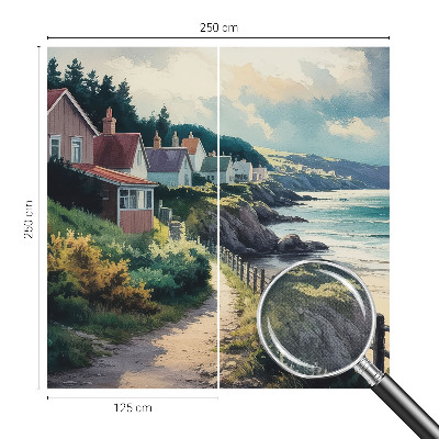 Mural de pared con estampado hermoso casas en acantilados