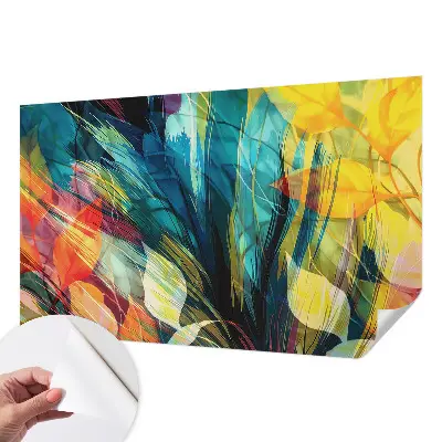 Papel mural con patrón decorativo con un motivo de hojas abstractas