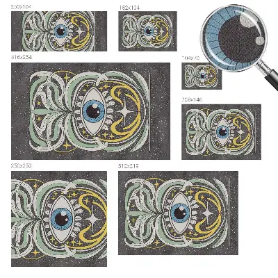 Fotomural decorativo para cabecero de cama con diseño de ojo simétrico