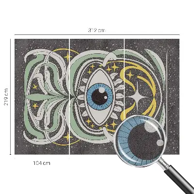 Fotomural decorativo para cabecero de cama con diseño de ojo simétrico