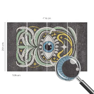 Fotomural decorativo para cabecero de cama con diseño de ojo simétrico