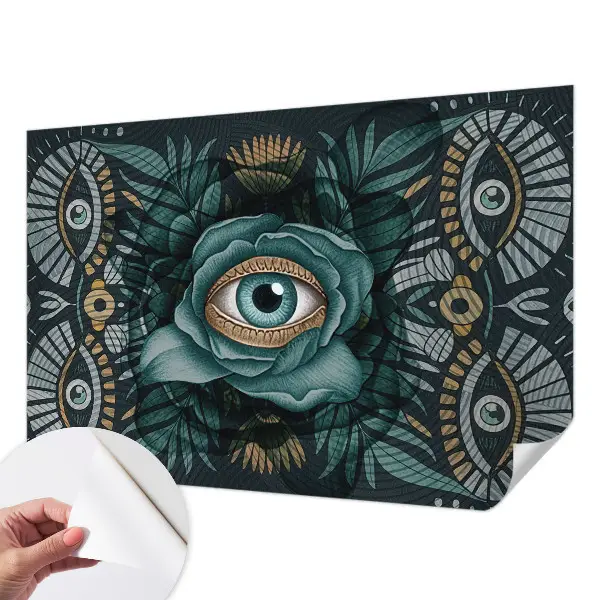 Papel mural con patrón decorativo con motivo ojo de flor