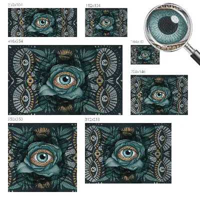 Papel mural con patrón decorativo con motivo ojo de flor