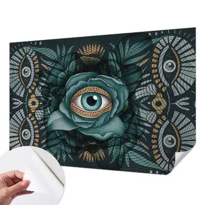 Papel mural con patrón decorativo con motivo ojo de flor