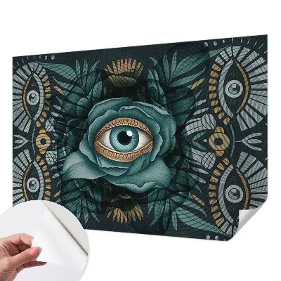 Papel mural con patrón decorativo con motivo ojo de flor