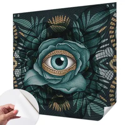 Papel mural con patrón decorativo con motivo ojo de flor